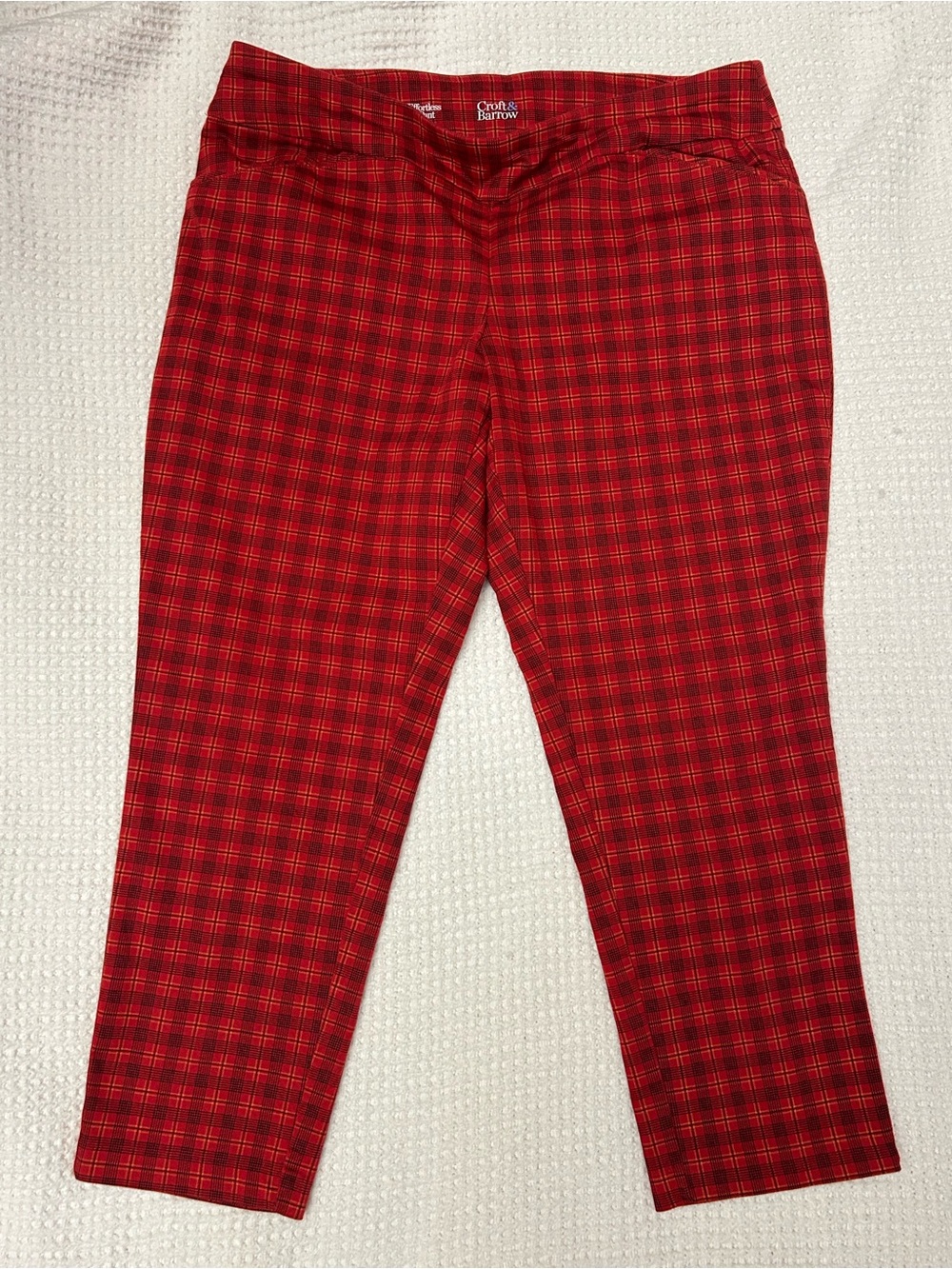 croft & barrow Red Plaid Straight-Leg Pants
